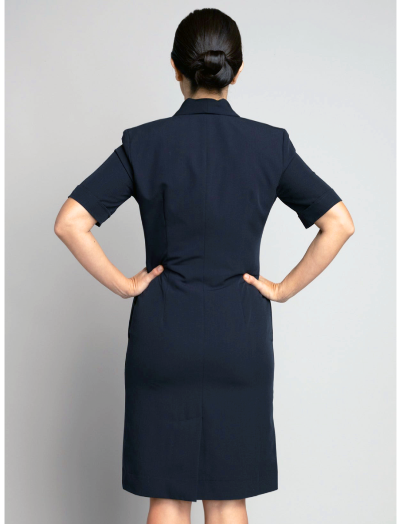 Short Sleeve Shawl Tropical Navy Dress