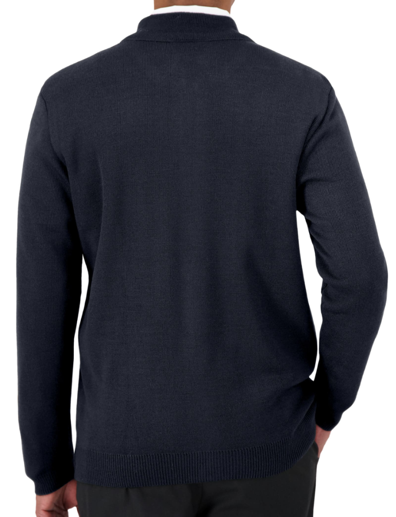 Unisex Mockneck Zip-Up Navy Cardigan
