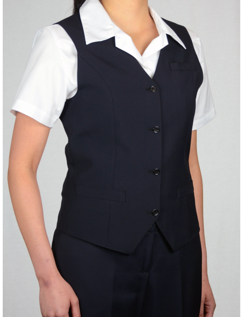 Victoria Single Breasted Sharkskin Black Vest