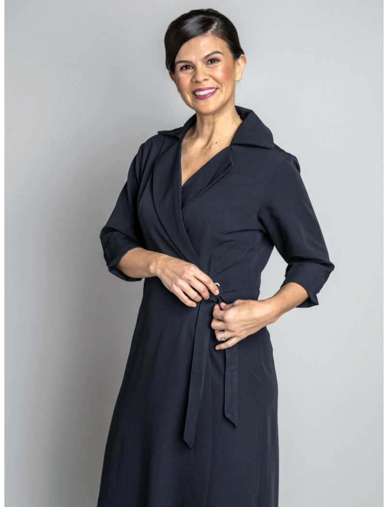 Whitney Wrap Around Navy Dress