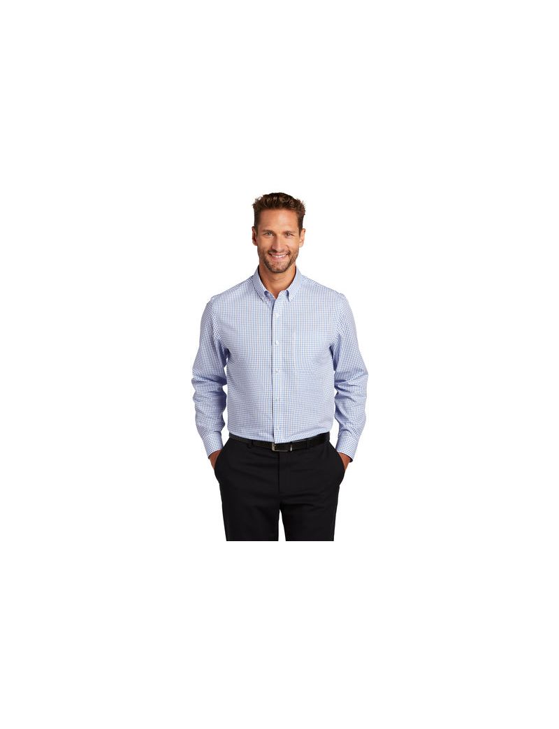 Male Egyptian Blue Check Long Sleeve Shirt