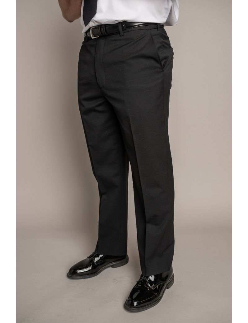 Austin Flat Front Regular Fit Sharkskin Midnight Blue Pants