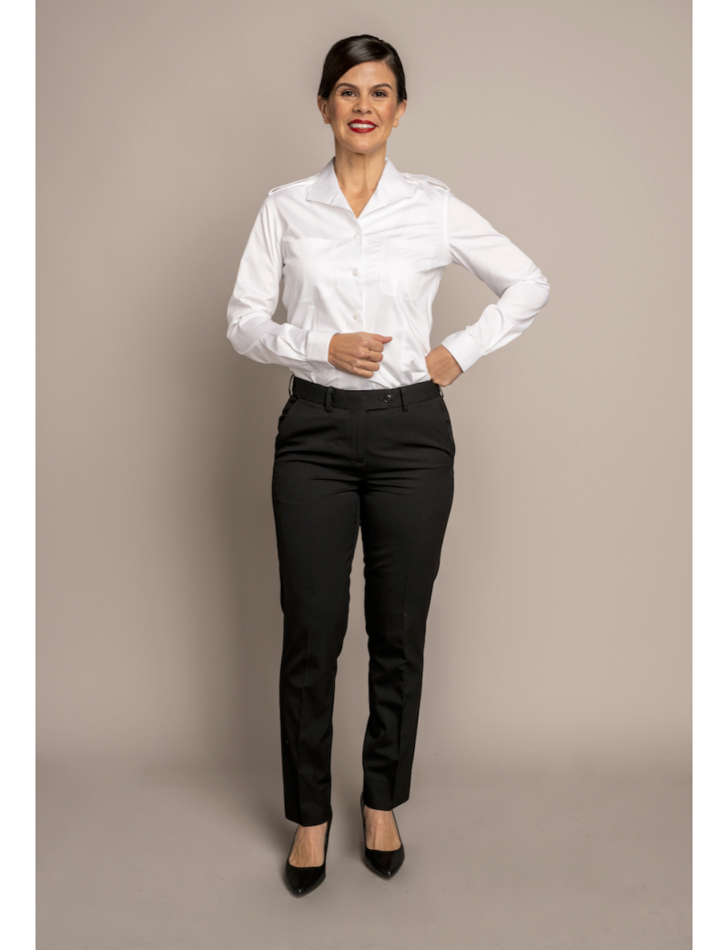 Charlotte Flat Front Comfort Waist Tropical Jet Black Pants