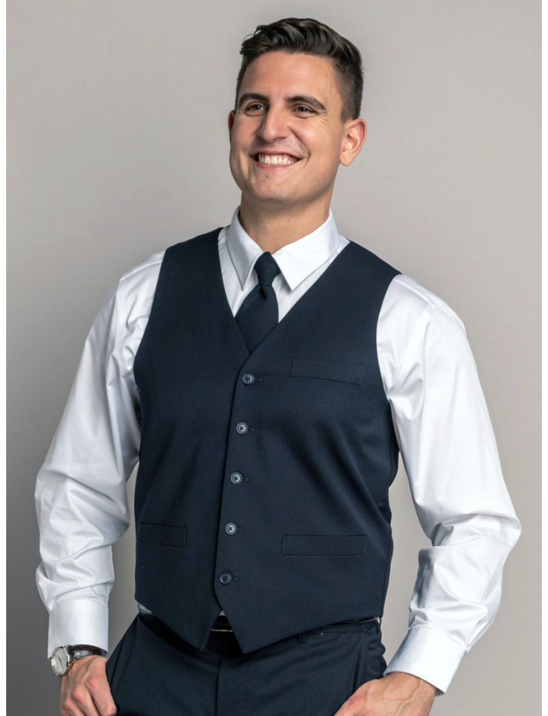 Anthony Single Breasted Sharkskin Blue Vest