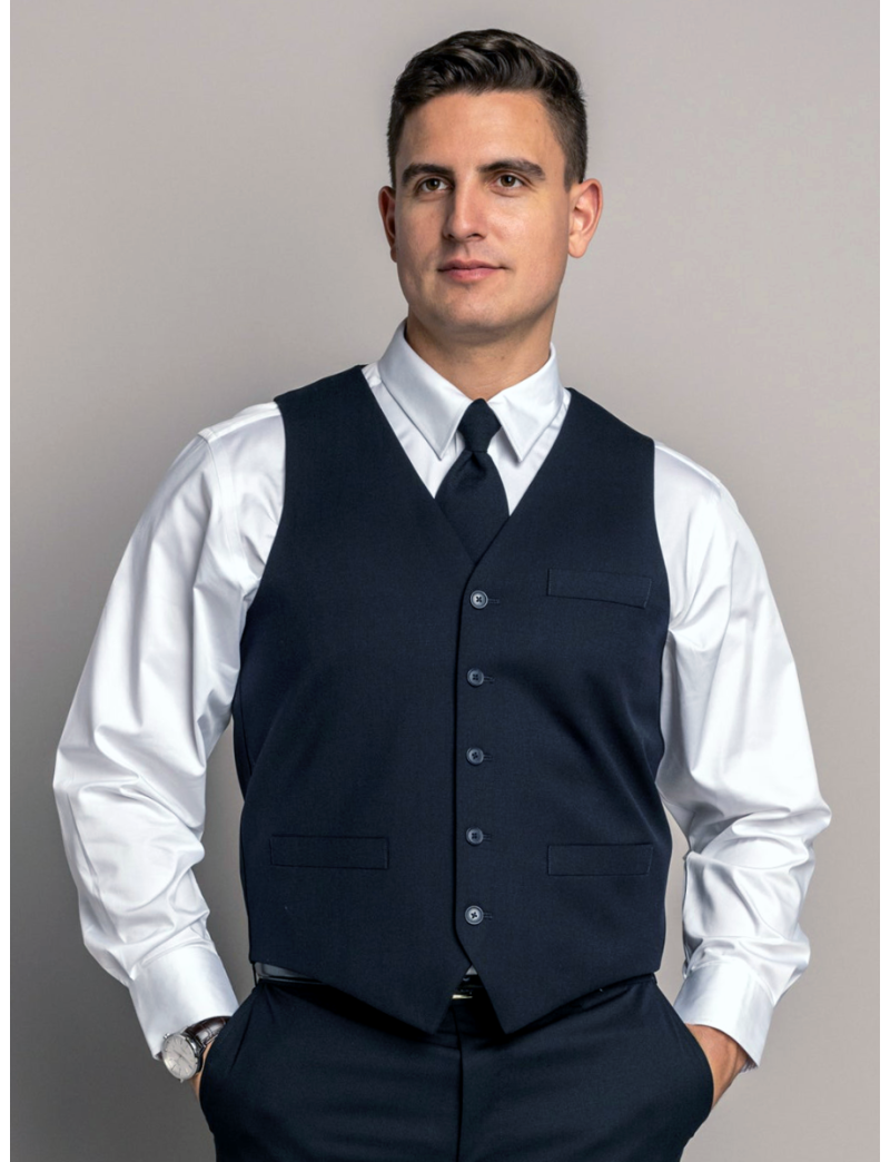 Anthony Single Breasted Sharkskin Admiral Blue Vest