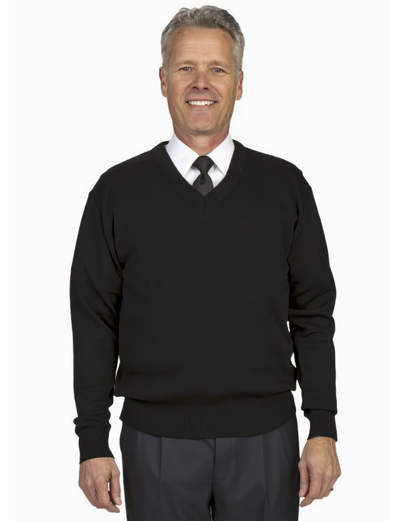 Pullover V-Neck Long Sleeve Black Sweater
