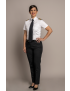 Charlotte Flat Front Comfort Waist Sharkskin Midnight Blue Pants