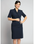 Short Sleeve Shawl Tropical Navy Dress