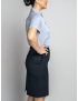 Straight Sharkskin Navy Skirt w/Pocket