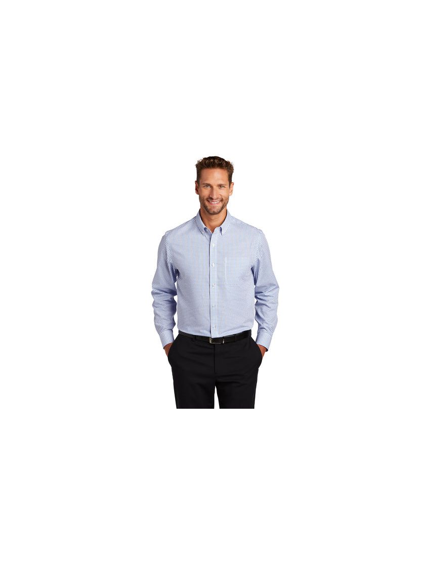 Male Egyptian Blue Check Long Sleeve Shirt