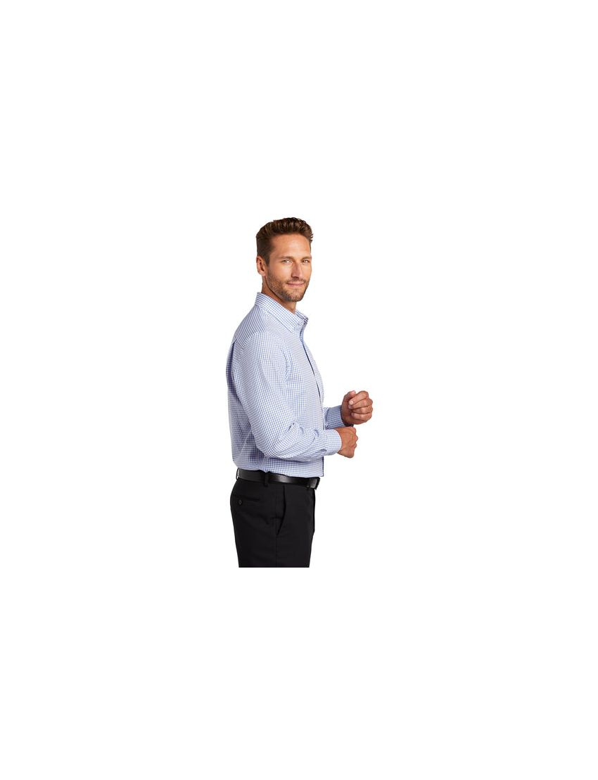 Male Egyptian Blue Check Long Sleeve Shirt