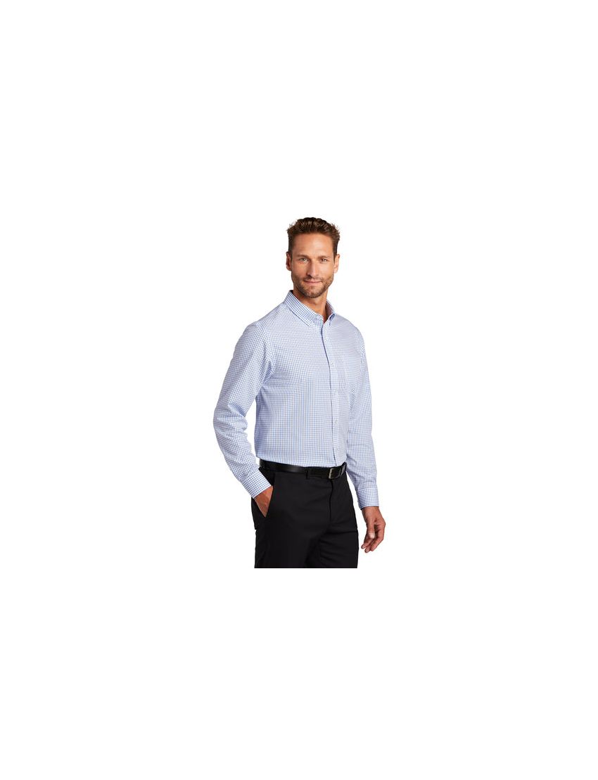 Male Egyptian Blue Check Long Sleeve Shirt