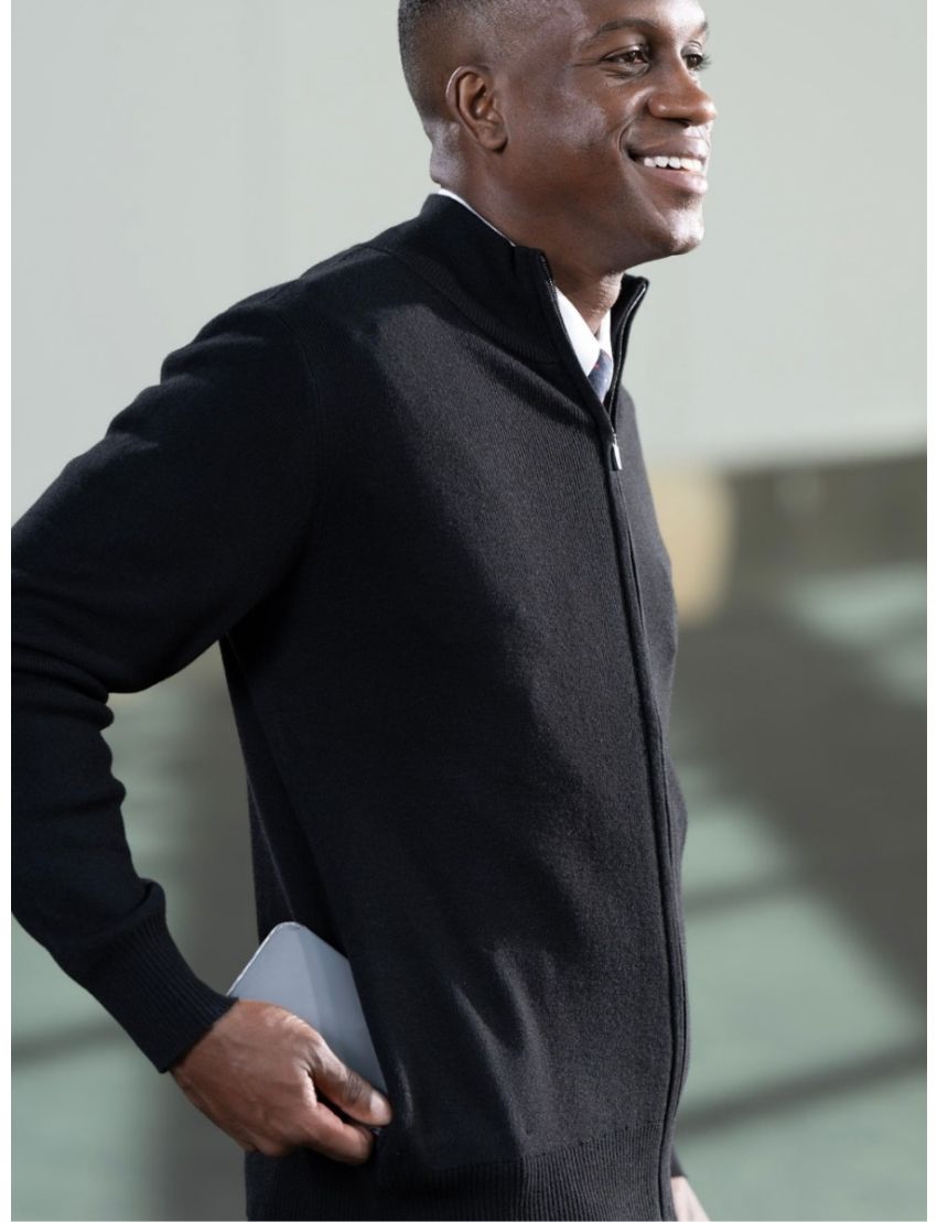 Atlantic Zip-Up Black Cardigan