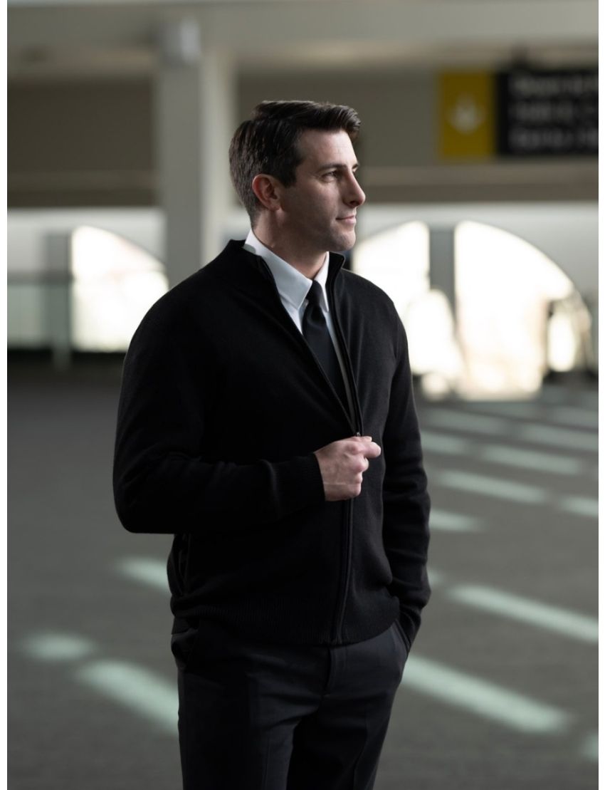 Atlantic Zip-Up Navy Cardigan