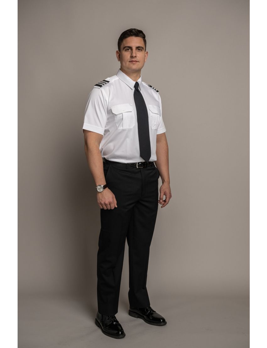 Austin Flat Front Regular Fit Sharkskin Jet Black Pants