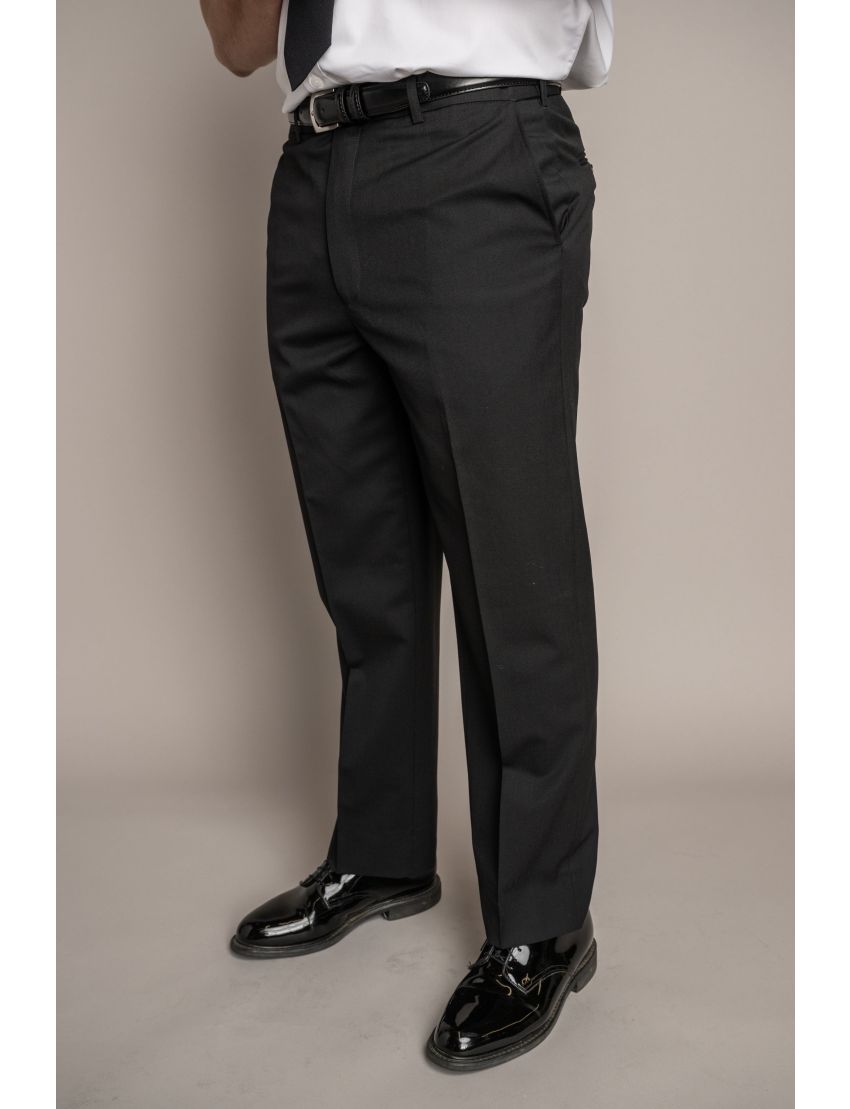 Austin Flat Front Regular Fit Tropical Jet Black Pants
