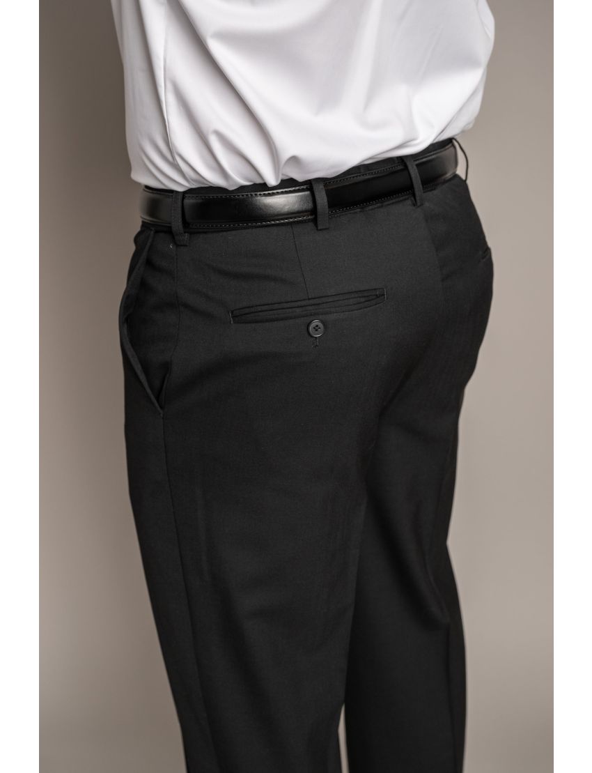 Austin Flat Front Regular Fit Tropical Jet Black Pants