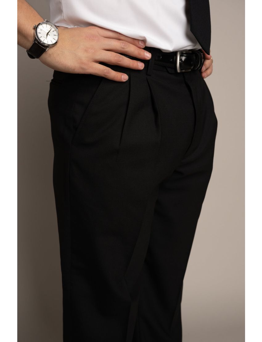 Bryce Pleated Relaxed Fit Sharkskin Gunsmoke Pants