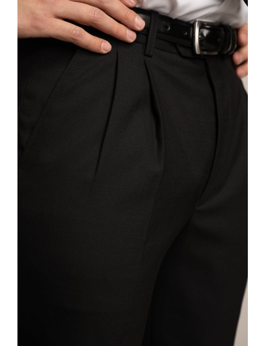 Bryce Pleated Relaxed Fit Sharkskin Gunsmoke Pants