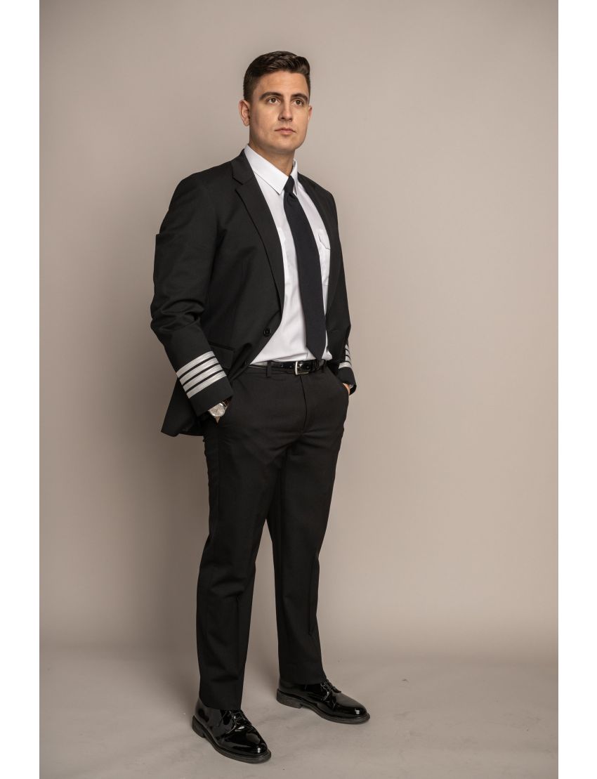 Cody Flat Front Slim Fit Tropical Jet Black Pants