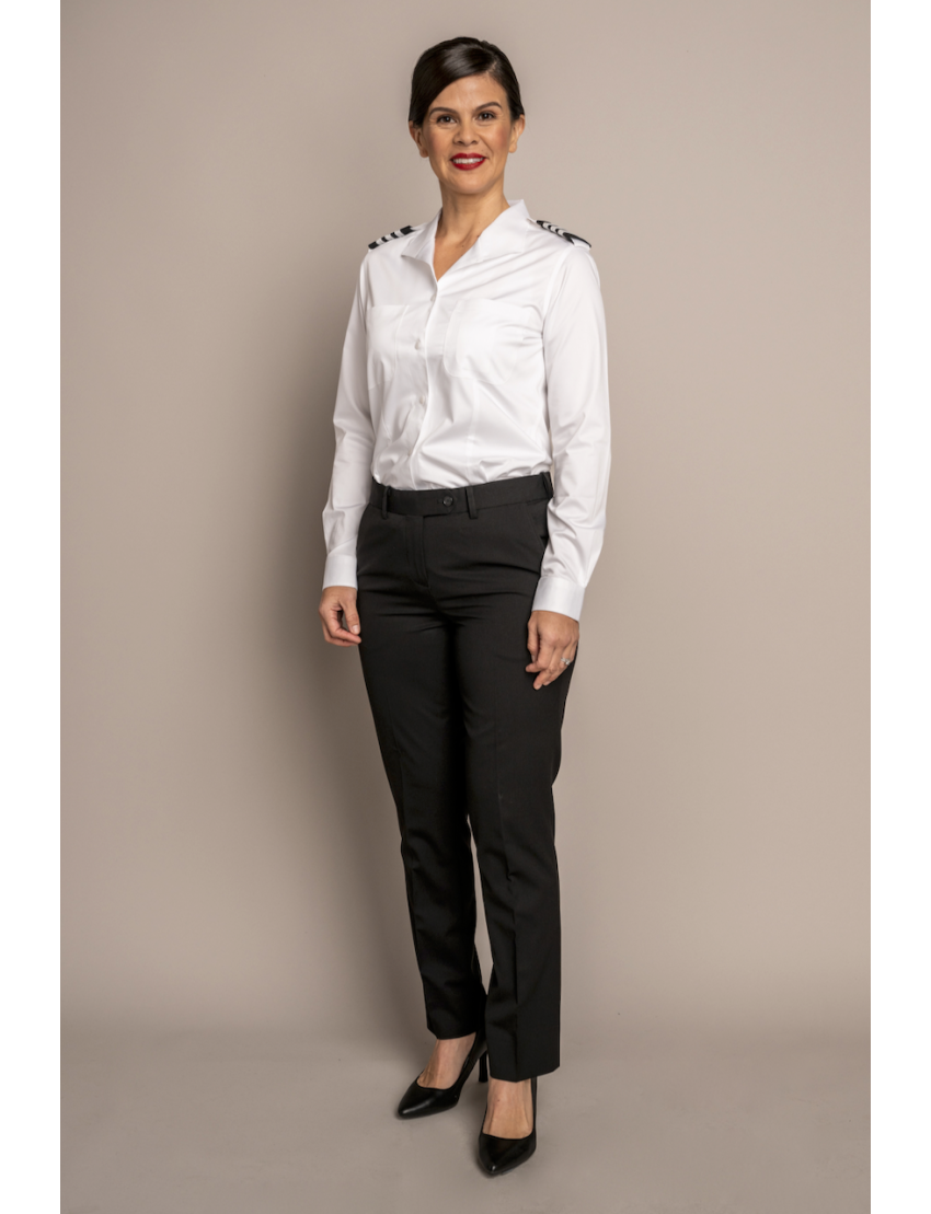 Charlotte Flat Front Comfort Waist Tropical Gunsmoke Pants