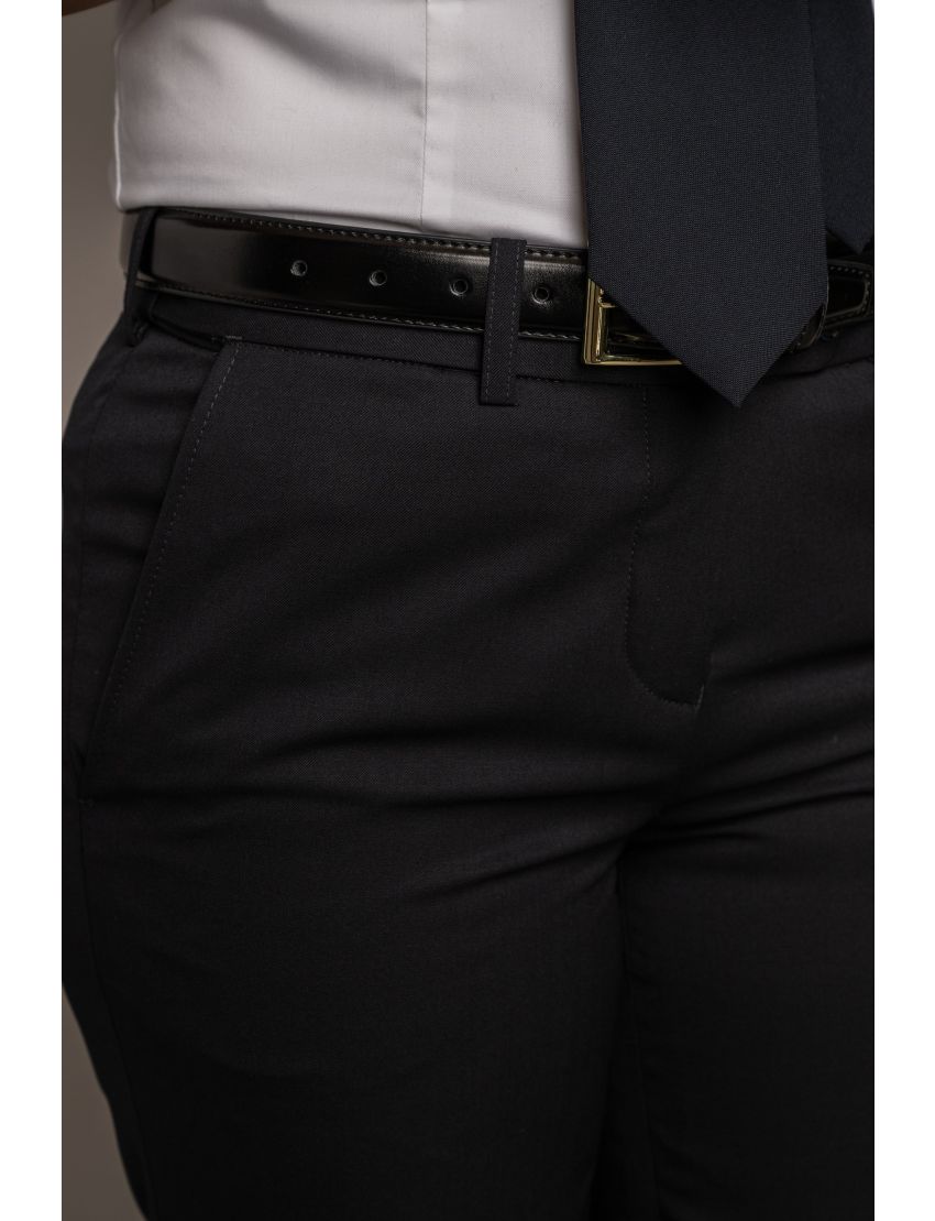Charlotte Flat Front Comfort Waist Sharkskin Gunsmoke Pants