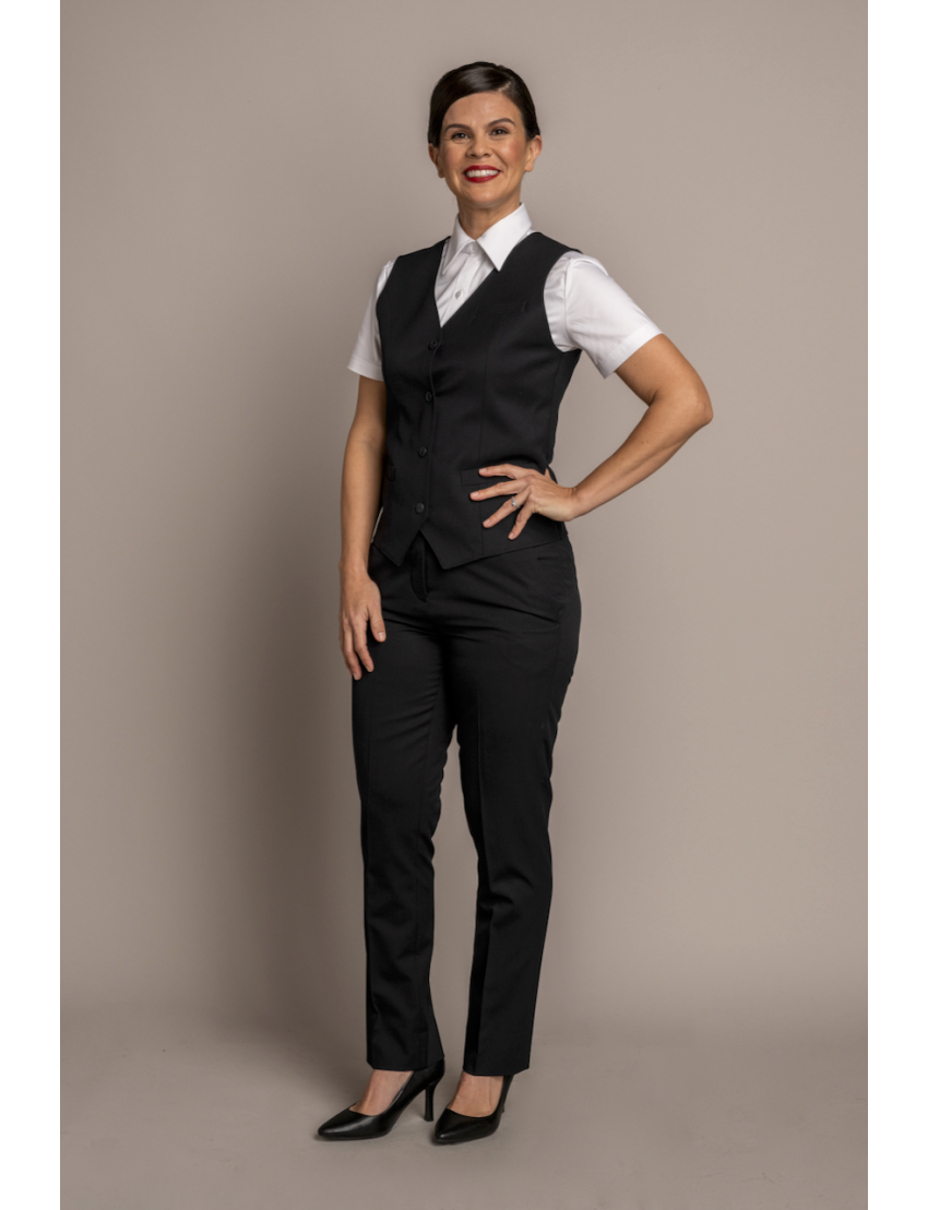Charlotte Flat Front Comfort Waist Tropical Jet Black Pants