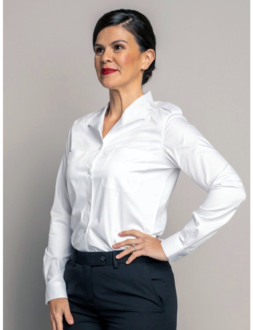 M&H Lauren Open Pocket Long Sleeve Bamboo Shirt w/Eyelet