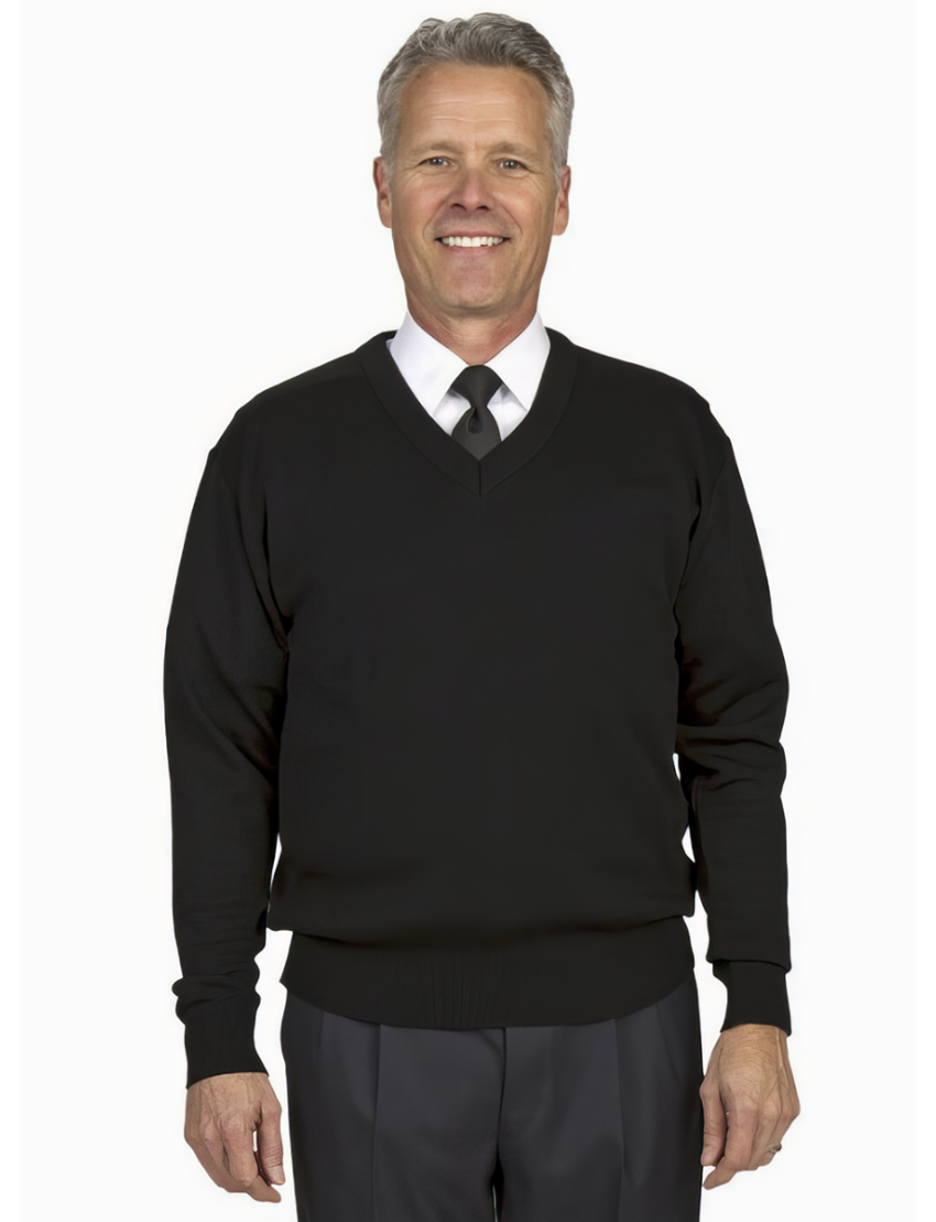 Pullover V-Neck Long Sleeve Black Sweater