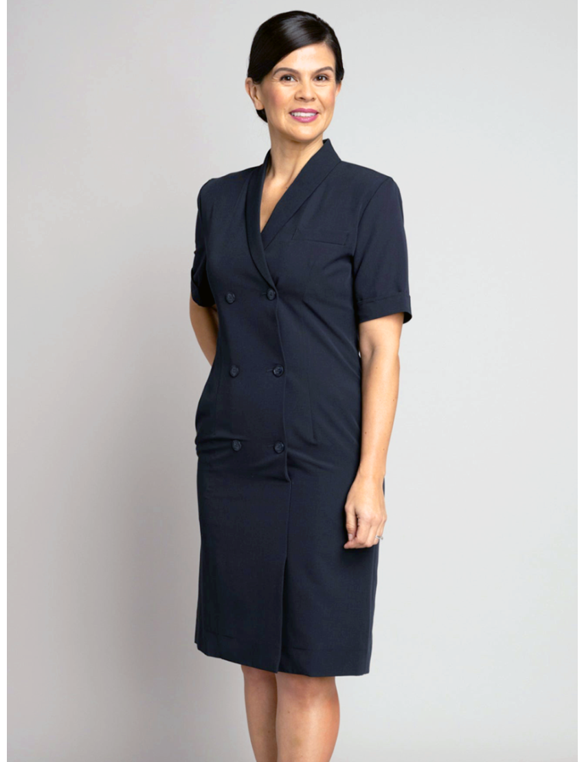 Short Sleeve Shawl Tropical Navy Dress