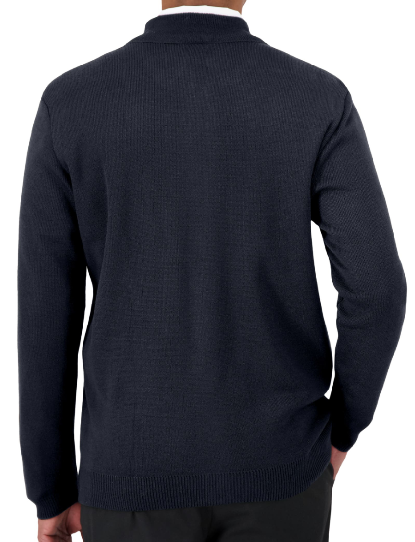 Unisex Mockneck Zip-Up Navy Cardigan